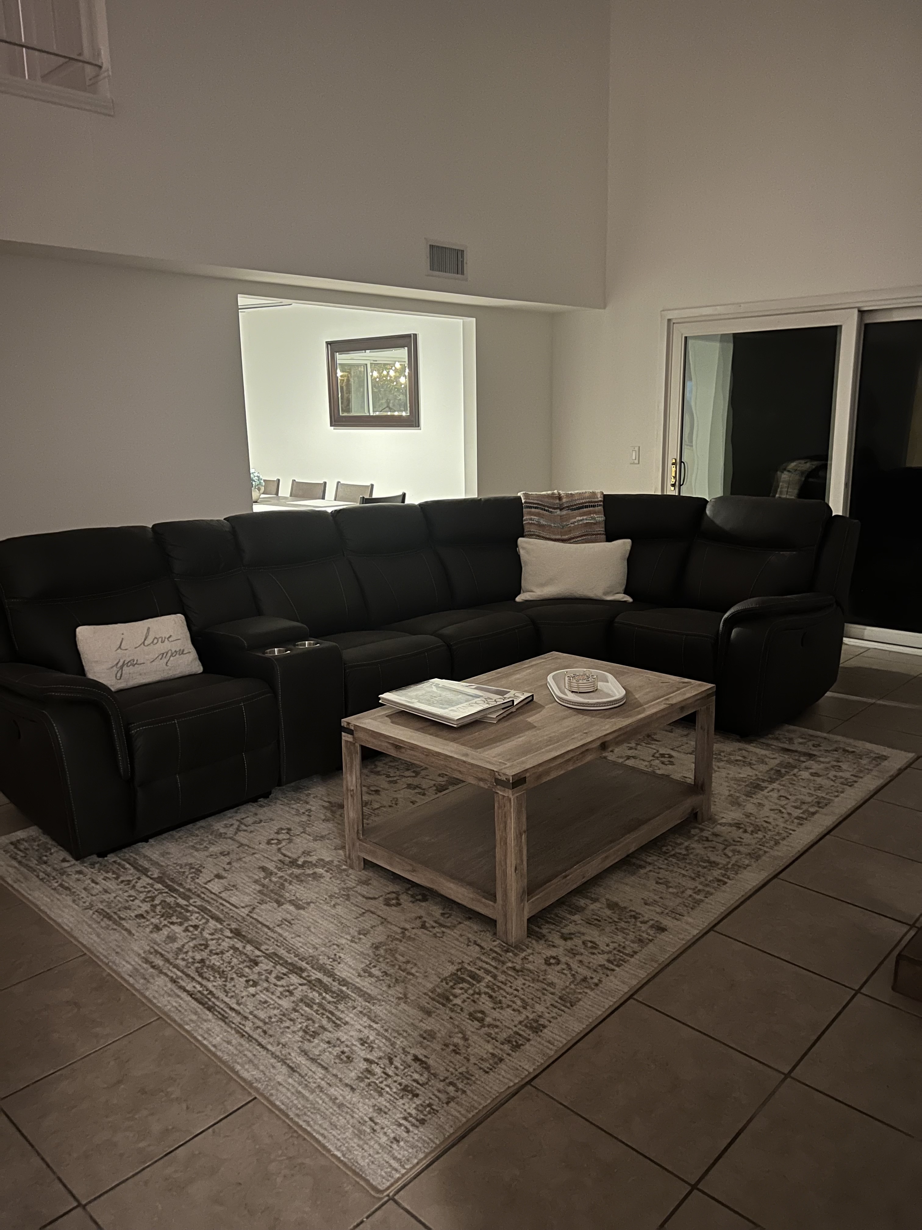Living room sectional and coffee table